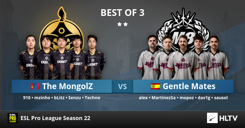 The MongolZ баг ESL Pro league ийн ээлжит тоглолтоо Испанийн Gentle Mates багтай хийнэ